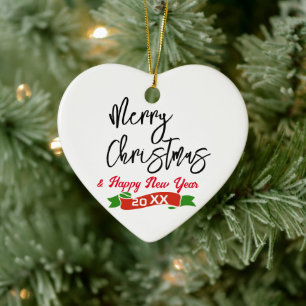 Anpassningsbar God jul Hjärtformade Julgransprydnad Keramik