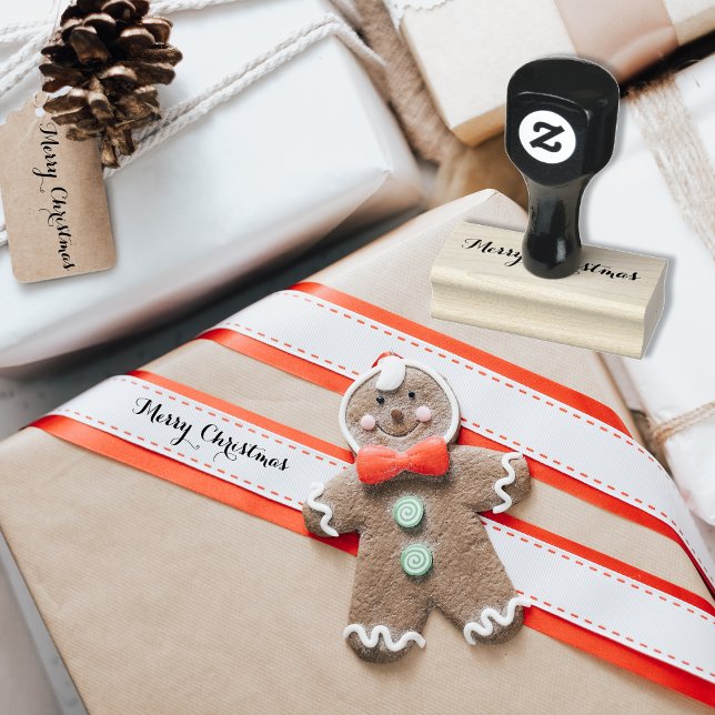 Anpassningsbar God jul Holiday Greetings Elegant Stämpel (Custom Merry Christmas Holiday Greetings Elegant Rubber Stamp)