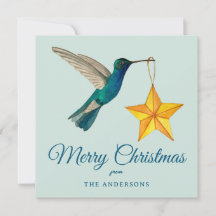 Anpassningsbar God jul Hummingbird Helgdag Card
