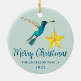 Anpassningsbar God jul Hummingbird och Star Julgransprydnad Keramik