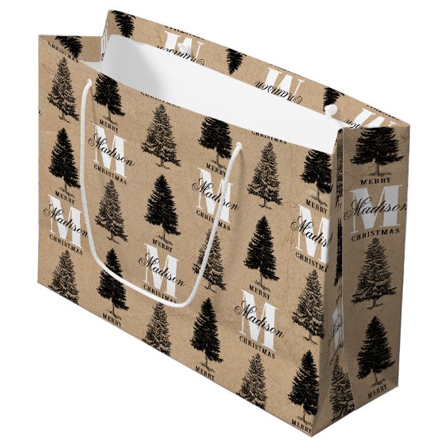 Anpassningsbar God jul Kraft Vintage Monogram (Framsidan Vinklad)