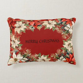 Anpassningsbar God jul Poinsettias Utandning Prydnadskudde