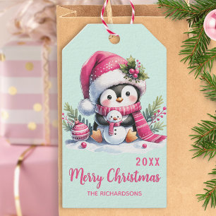 Anpassningsbar God jul Rosa Mint Grönt Roligt Peng Presentetikett