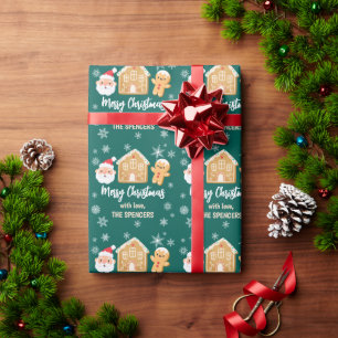 Anpassningsbar God jul Santa Gingerbröd House Presentpapper