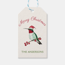 Anpassningsbar God jul Santa Hummingbird Presentetikett