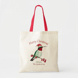 Anpassningsbar God jul Santa Hummingbird Tygkasse