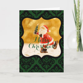 ANPASSNINGSBAR GOD JUL SANTA SKATTAR MED ÖNSKEMÅL HELGKORT