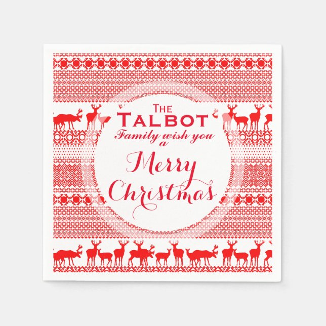 Anpassningsbar GOD JUL SEASON:S HÄLSNING-Papper N Pappersservett (Framsidan)