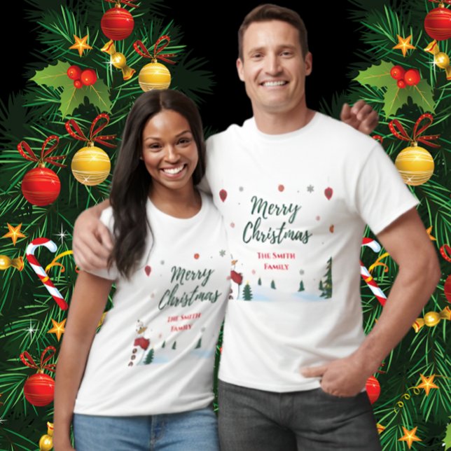 Anpassningsbar God jul Snögubbe Helgdag T Shirt (Skapare uppladdad)
