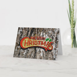 Anpassningsbar GOD JUL TRÄD BARK SEASON'S HÄLSNING Helgkort
