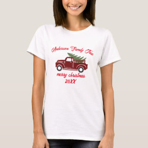 Anpassningsbar god jul träd lastbil-familjetristol t shirt