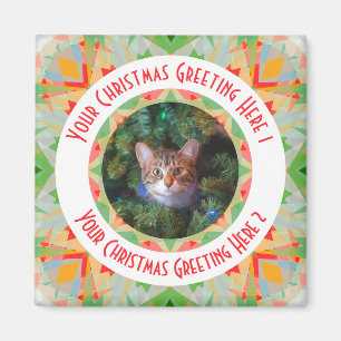 Anpassningsbar God Julstjärna Grönt Jolly Red Gult Magnet