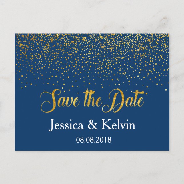 Anpassningsbar Gold Foil Confetti Gold Foil - Spar Meddelande Vykort (Framsida)