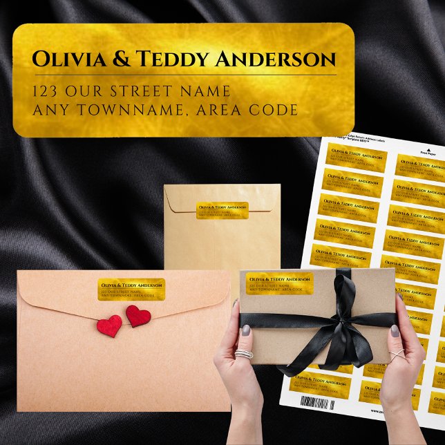 Anpassningsbar GOLD Foil Elegant Event Returadress Etikett (Skapare uppladdad)