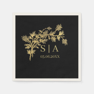 Anpassningsbar Gold Foil Luxury Botanical Monogram Pappersservett
