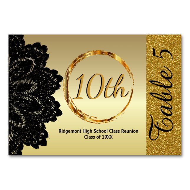 Anpassningsbar Golden Class Reunion Bordsnummer (Baksidan)