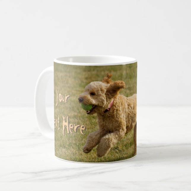 Anpassningsbar Golden Doodle Hund Foto Kaffemugg (Framsida vänster)