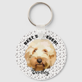Anpassningsbar Golden Doodle Keychain Personalize Nyckelring