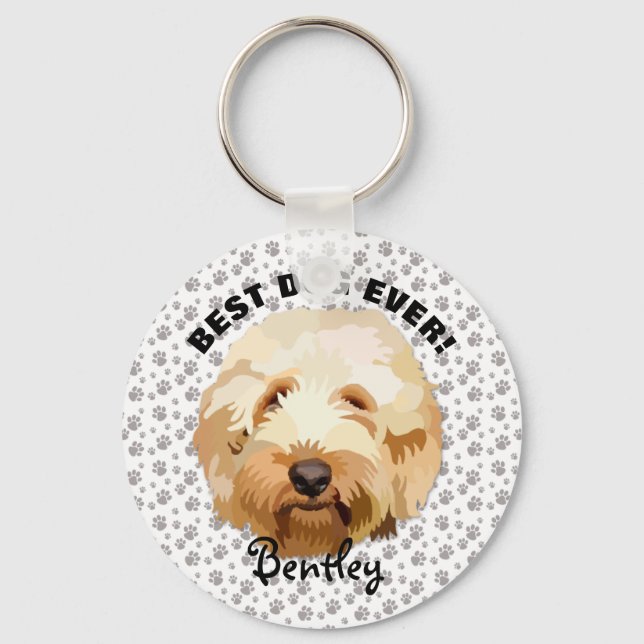 Anpassningsbar Golden Doodle Keychain Personalize  Nyckelring (Framsida)