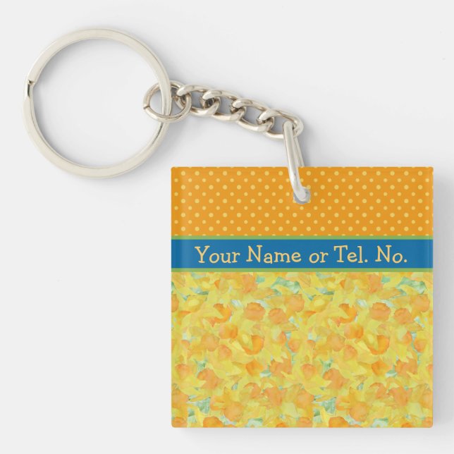 Anpassningsbar Golden Gult Daffodils Keychain (Framsidan)