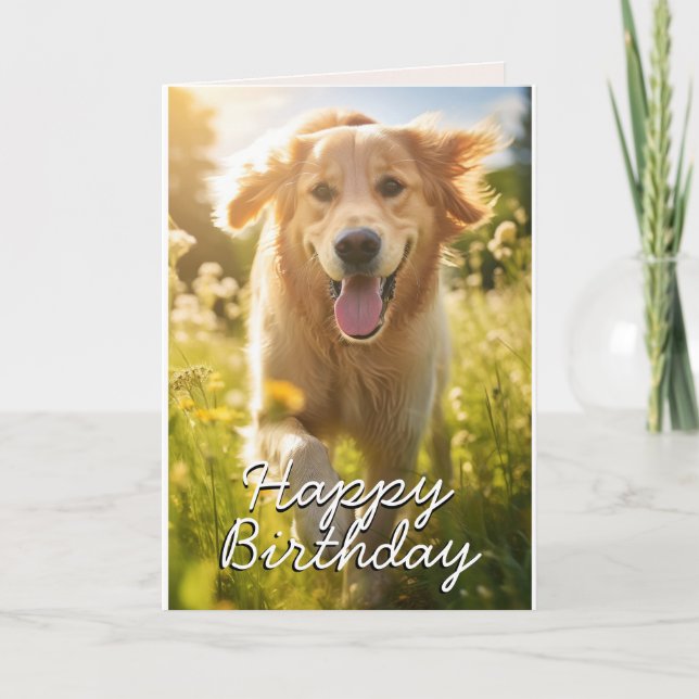 Anpassningsbar Golden Retriever Birthday Card Tack Kort (Framsida)
