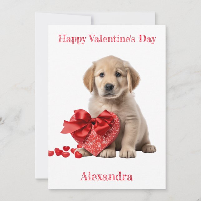 Anpassningsbar Golden Retriever Heart Gift Valenti Julkort (Framsida)