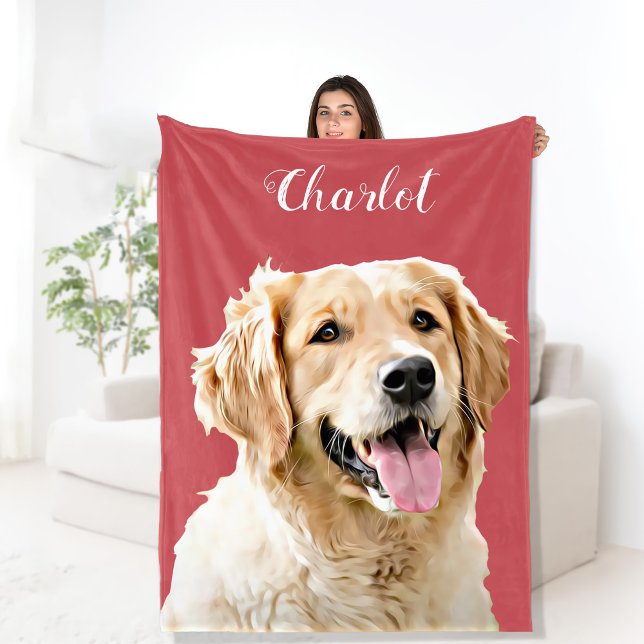 Anpassningsbar Golden Retriever Hund Personlig Rit Fleecefilt (Skapare uppladdad)