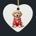 Anpassningsbar Golden Retriever Hund Valentine Julgransprydnad Keramik<br><div class="desc">Fira Alla hjärtans dag och kärlek för din hund (eller dina hjärtans hund!) samtidigt med detta vackra biet. Anpassa namn med verktyg och Voila! Klart! Bara för söt, och kom ihåg, alla djurmatade produkter som säljs från Charming-affären i Tassar hjälper oss att donera till välgörenhetsorganisationer, så du vet att du...</div>