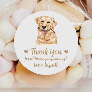 Anpassningsbar Golden Retriever Hund Wedding Favor Runt Klistermärke
