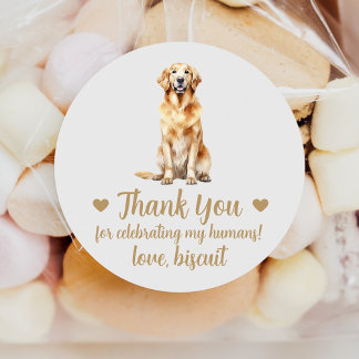 Anpassningsbar Golden Retriever Hund Wedding Favor Runt Klistermärke