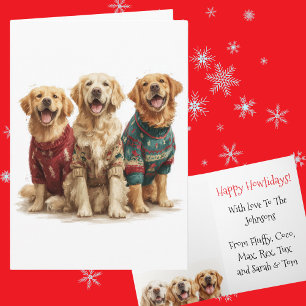 Anpassningsbar Golden Retriever Jul Ugly Sweater Kort