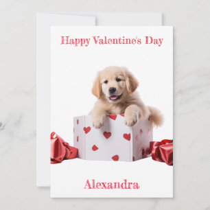 Anpassningsbar Golden Retriever Puppy Hearts Box V Julkort