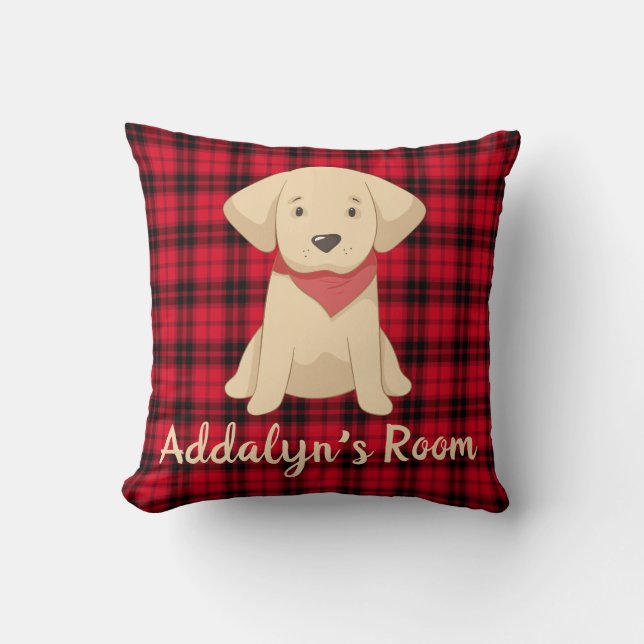 Anpassningsbar Golden Retriever Puppy Red Buffalo  Kudde (Framsida)