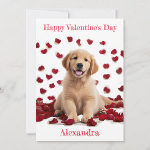 Anpassningsbar Golden Retriever Puppy Ro Petal Val Julkort