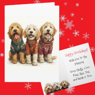 Anpassningsbar Goldendoodle jul Ugly Sweater Helgd Kort