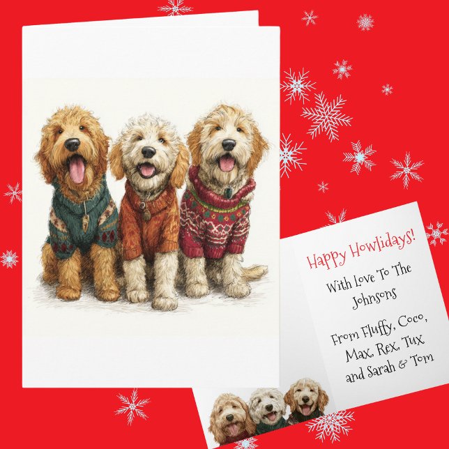 Anpassningsbar Goldendoodle jul Ugly Sweater Helgd Kort (Skapare uppladdad)