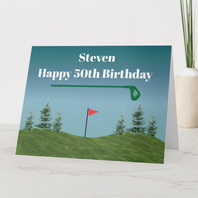 Anpassningsbar Golf Birthday Kort (Framsida)