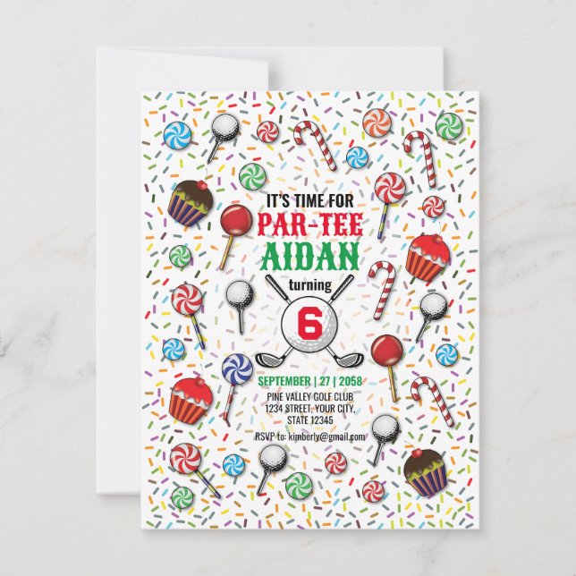 Anpassningsbar Golf Birthday Par-Tee Design Inbjudningar (Framsida)