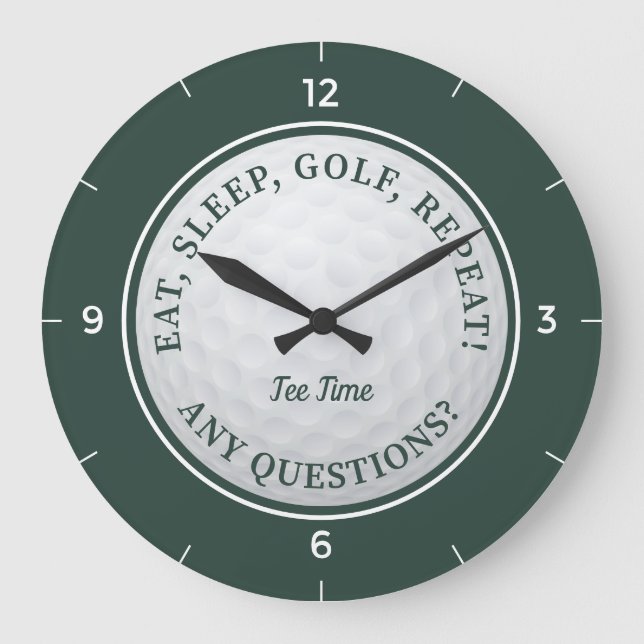 Anpassningsbar Golf Boll Sports Funny Golfer Quote Stor Klocka (Framsida)