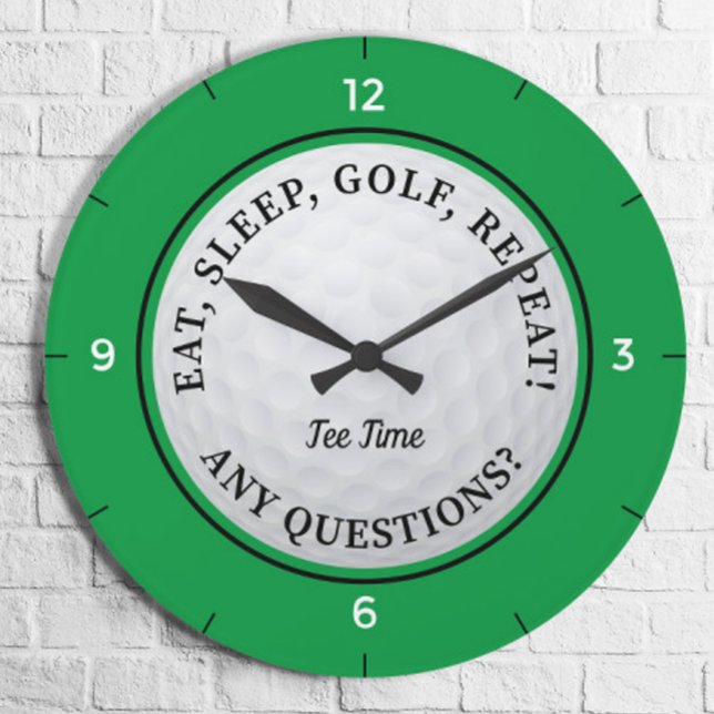 Anpassningsbar Golf Boll Sports Quote Golfer Grönt Stor Klocka (Skapare uppladdad)