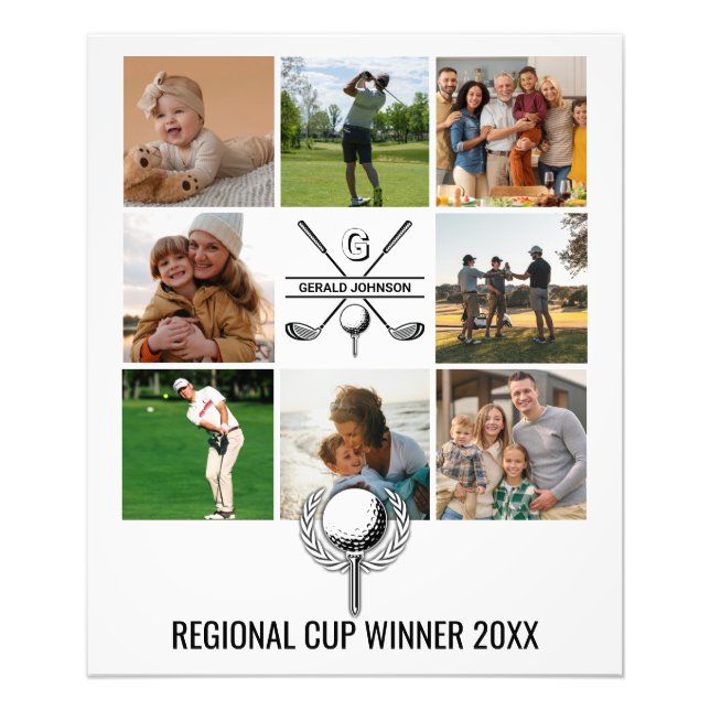 Anpassningsbar Golf Collage med Monogram Design Fototryck (Framsidan)