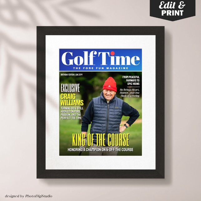 Anpassningsbar Golf Magazine Cover, Roligt Gift fo Poster (Custom Golf Magazine Cover, Fun Gift for Golfer Poster)