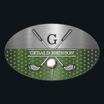 Anpassningsbar Golf Monogram Design Ovalt Klistermärke<br><div class="desc">Eleganten Golf Monogram Design från Edward Eksi med minimal Anpassningsbar. Enkel modifiering av INITIALER och TEXTS efter dina behov.</div>