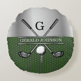 Anpassningsbar Golf Monogram Design Rund Kudde