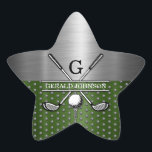 Anpassningsbar Golf Monogram Design Stjärnformat Klistermärke<br><div class="desc">Eleganten Golf Monogram Design från Edward Eksi med minimal Anpassningsbar. Enkel modifiering av INITIALER och TEXTS efter dina behov.</div>