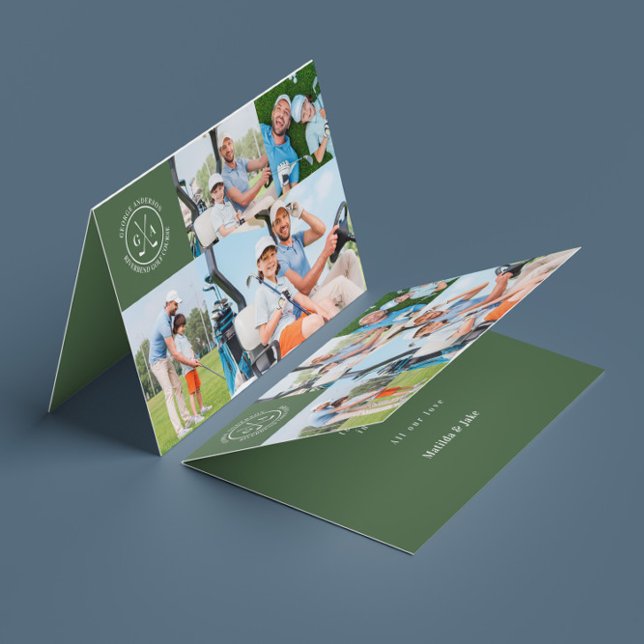 Anpassningsbar Golf Multi Photo Monogram Fars dag Kort (Skapare uppladdad)
