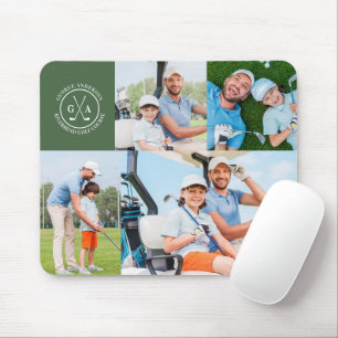 Anpassningsbar Golf Multi Photo Monogram Fars dag Musmatta
