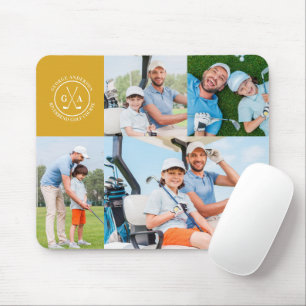 Anpassningsbar Golf Multi Photo Monogram Fars dag Musmatta