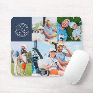 Anpassningsbar Golf Multi Photo Monogram Fars dag Musmatta
