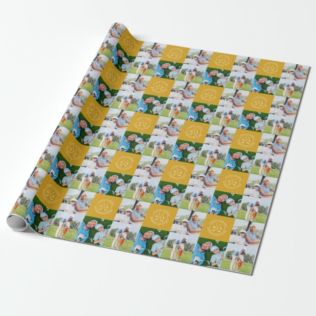 Anpassningsbar Golf Multi Photo Monogram Fars dag Presentpapper (Utrullad)